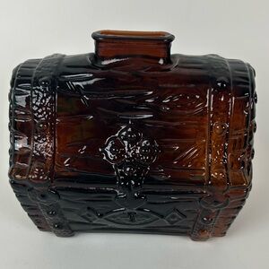 VTG "c.1950s" Anchor Hocking Dark Amber Glass Treasure Chest Bank